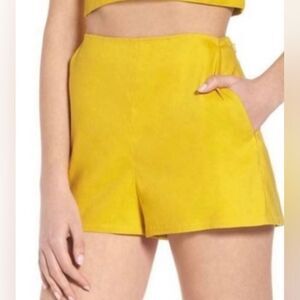 LEITH High Waist Shorts Mustard Yellow Lined Back Zipper Size M